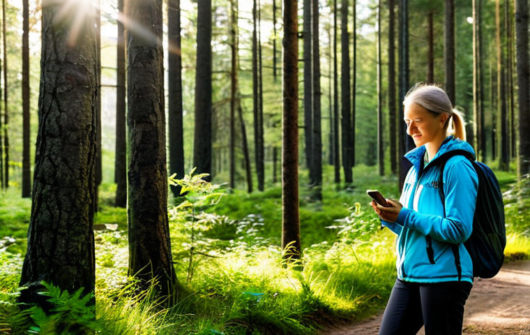 **

"A woman enjoying a nature walk in a Swedish forest, fully clothed in appropriate hiking gear, safe for work. Sunlight filters through the trees, highlighting her peaceful expression. She is taking a mindful break from her phone, surrounded by lush greenery. Focus on the serene environment and her relaxed posture. Perfect anatomy, correct proportions, family-friendly, professional photography, high quality."

**