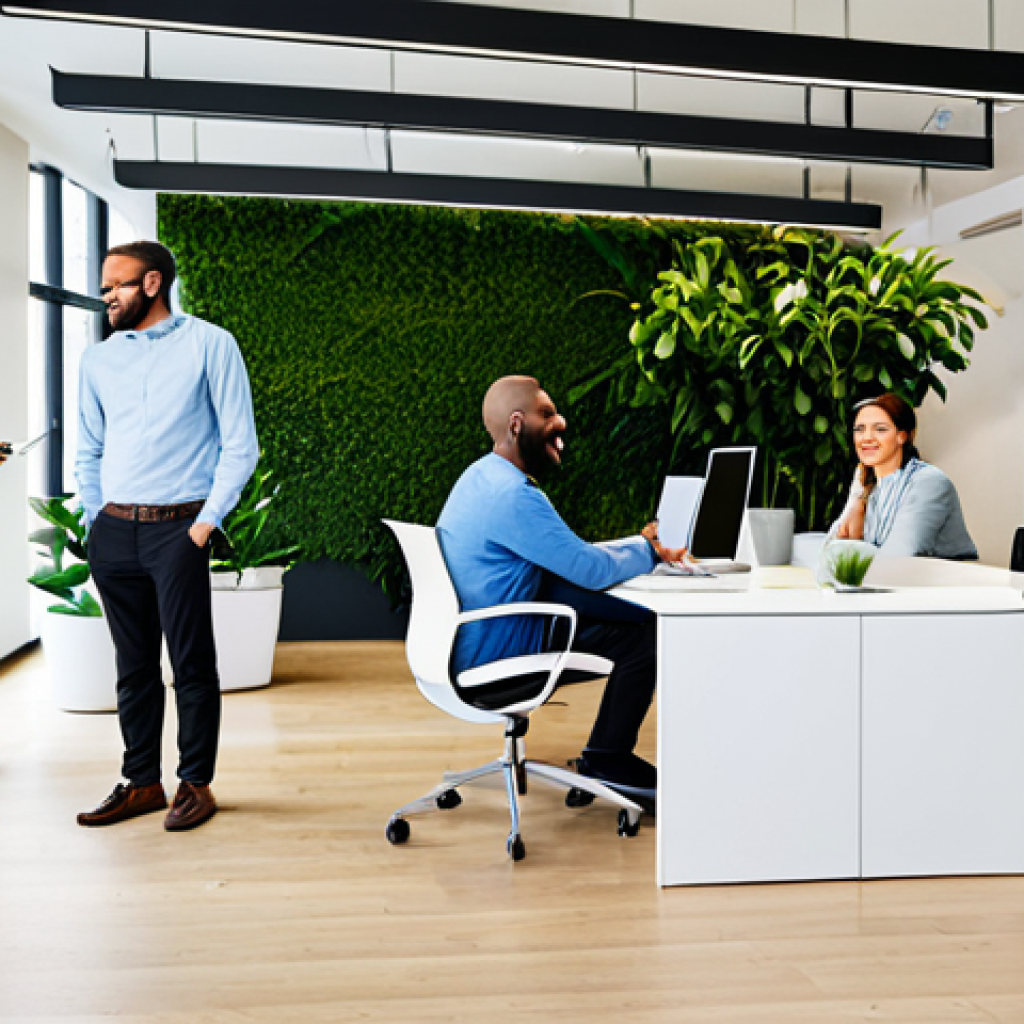 Open Communication in a Modern Office**

"A diverse team of professionals collaborating in a bright, modern office space. They are engaged in a lively discussion, with smiles and positive body language. The setting includes ergonomic furniture and plants. Fully clothed, appropriate attire, safe for work, perfect anatomy, natural proportions, professional, modest, family-friendly."

**