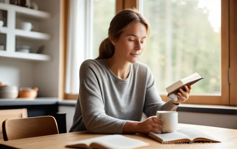 테크노스트레스 관리 체크리스트 - Prompt 1: Peaceful Morning Digital Detox in a Scandinavian Home**