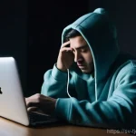 테크노스트레스 관련 최신 연구 결과 - **Prompt:** A young adult in their late 20s, dressed in a soft, oversized hoodie and sweatpants, sit...