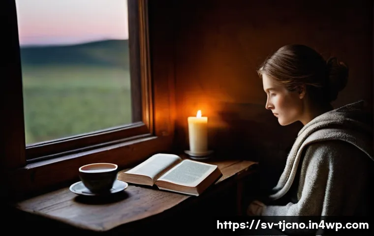 테크노스트레스 관리 워크숍 진행하기 - **Prompt 1: A Peaceful Evening Ritual**
    "A cozy, warm-toned bedroom at dusk. A woman in her late...