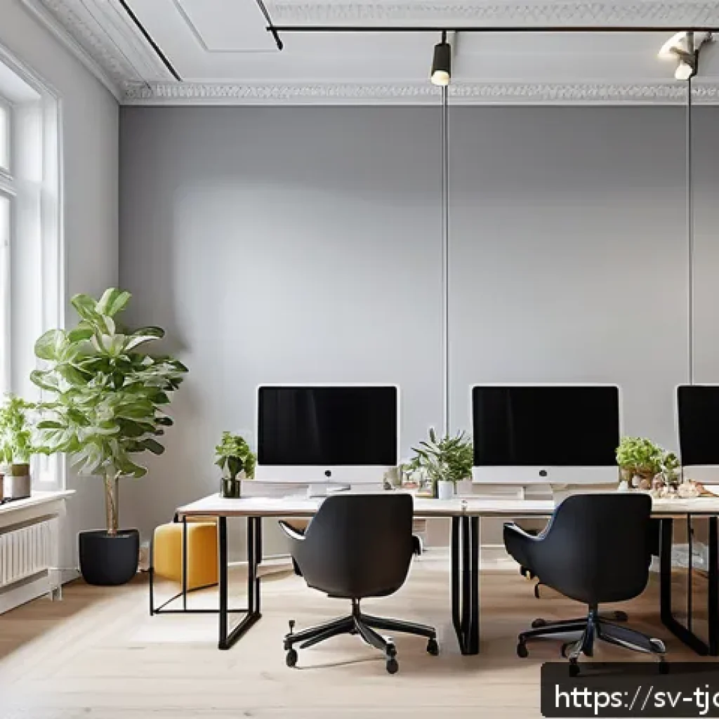 테크노스트레스 관리의 경제적 이점 - A modern Scandinavian office scene during "digital quiet hours," featuring diverse employees focused...